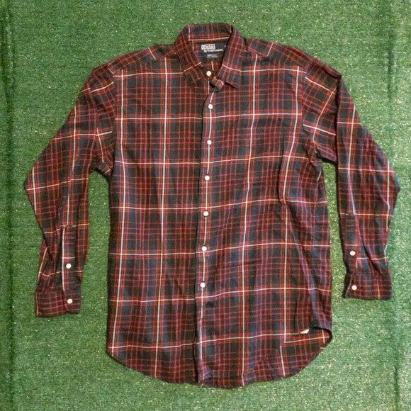 POLO BY RALPH LAUREN MARLOWE VINTAGE BUTTON UP PLAID SHIRT RED BLACK MENS SZ M - Picture 4 of 6
